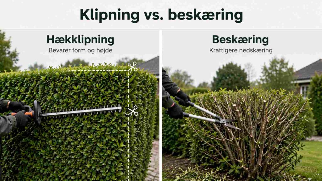 hækkeklipning vs beskæring